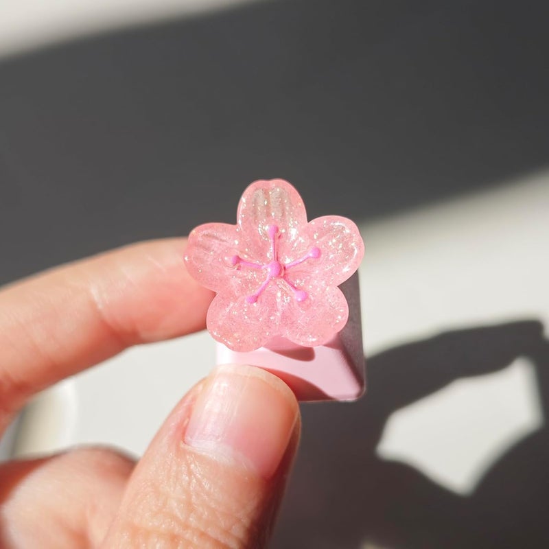Elacgap Personalized Cute Pink Keycap Handmade OEM Profile DIY Custom Keycap for Mechanical Keyboard MX Switch (Cherry Blossom) - Image 4